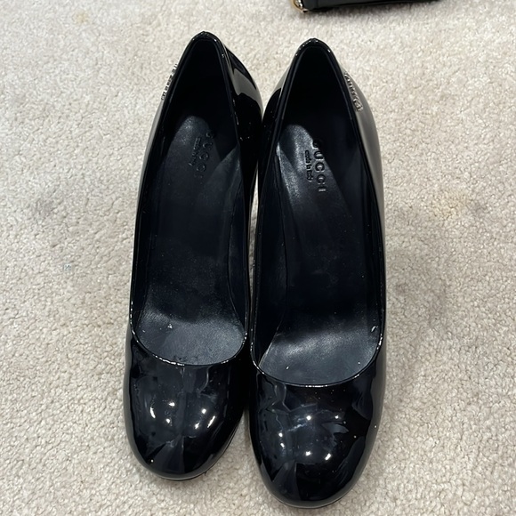 Gucci Black Patent Leather Block Heel Pumps Size 39 - Picture 2 of 7